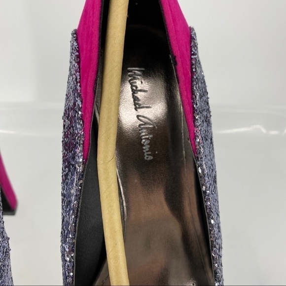 Michael Antonio glitter color block peep toe heel - Picture 4 of 9